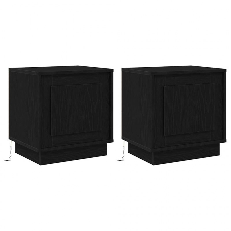 Szafka Nocna Ze LED Lights 2 pcs Czarny 44 x 34,5 x 45 cm