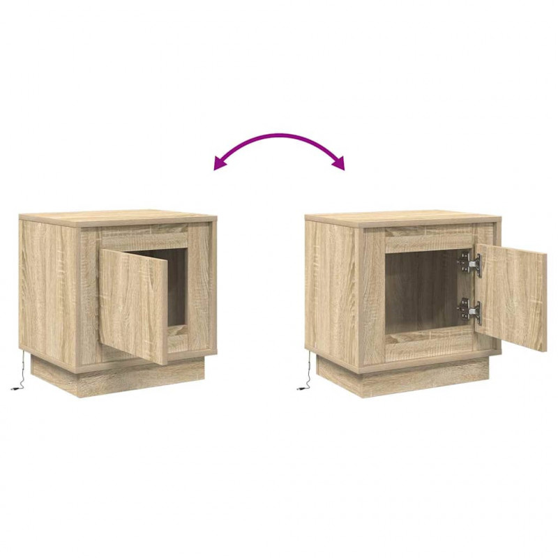 Szafka Nocna Ze LED Lights Dąb Sonoma 44 x 34,5 x 45 cm