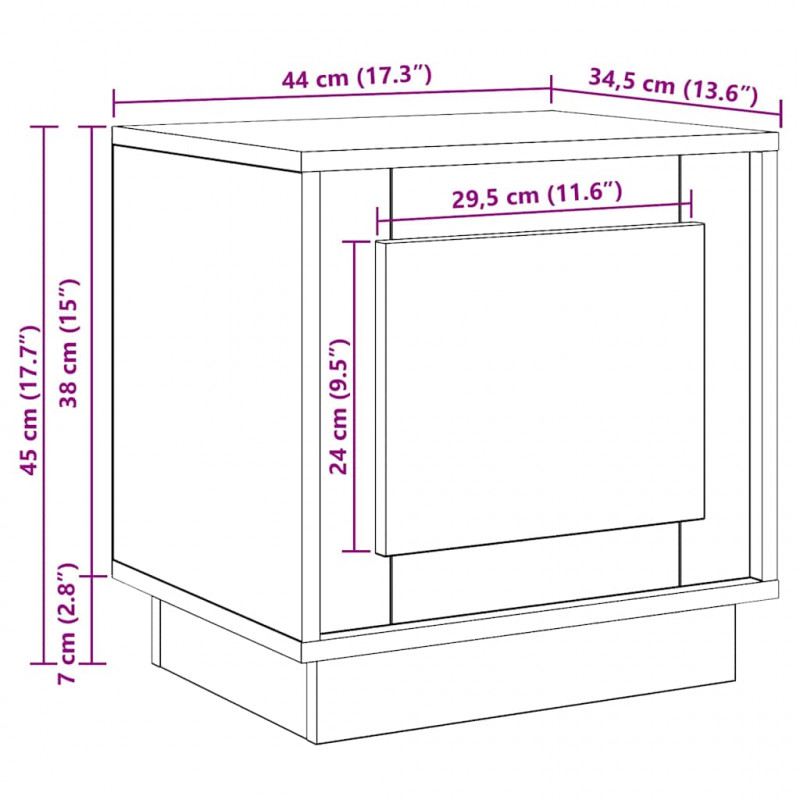 Szafka Nocna Ze LED Lights Dąb Sonoma 44 x 34,5 x 45 cm