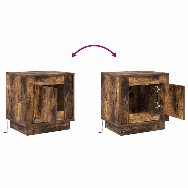 Szafka Nocna Ze LED Lights Dąb wędzony 44 x 34,5 x 45 cm