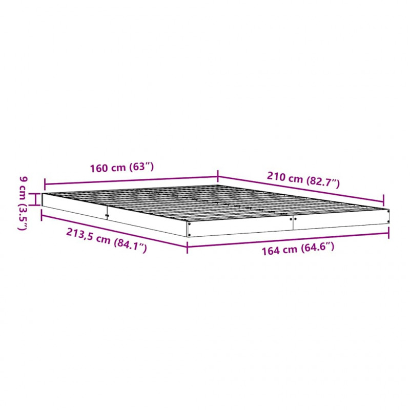 Stelaż łóżkowy Naturalny 213.5 x 104 x 9 cm Lite drewno sosnowe