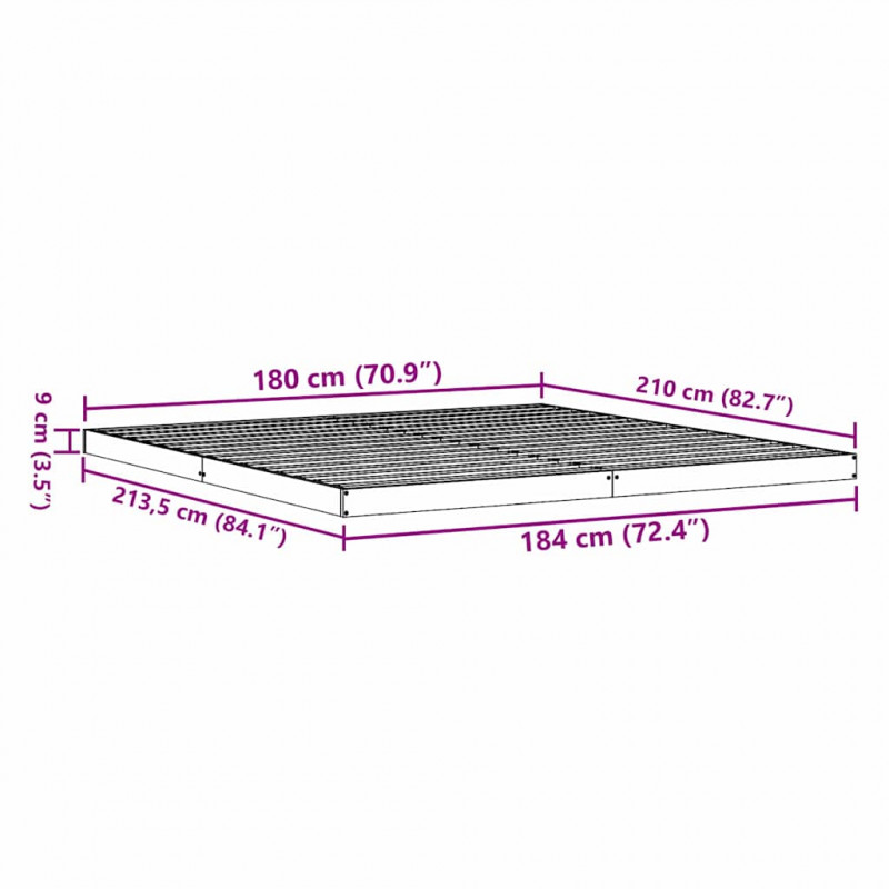 Stelaż łóżkowy Naturalny 213.5 x 104 x 9 cm Lite drewno sosnowe