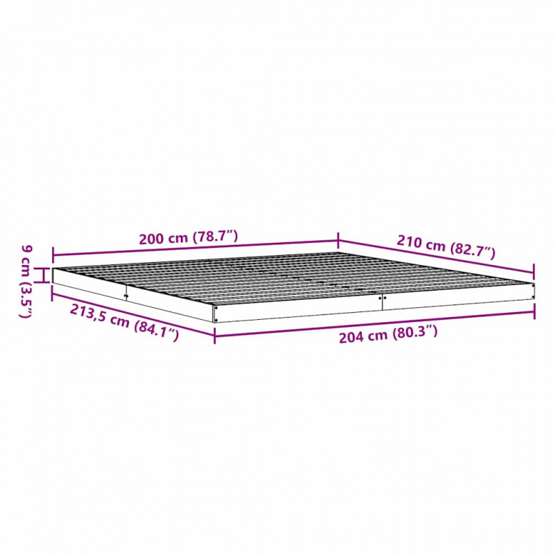 Stelaż łóżkowy Naturalny 213.5 x 104 x 9 cm Lite drewno sosnowe