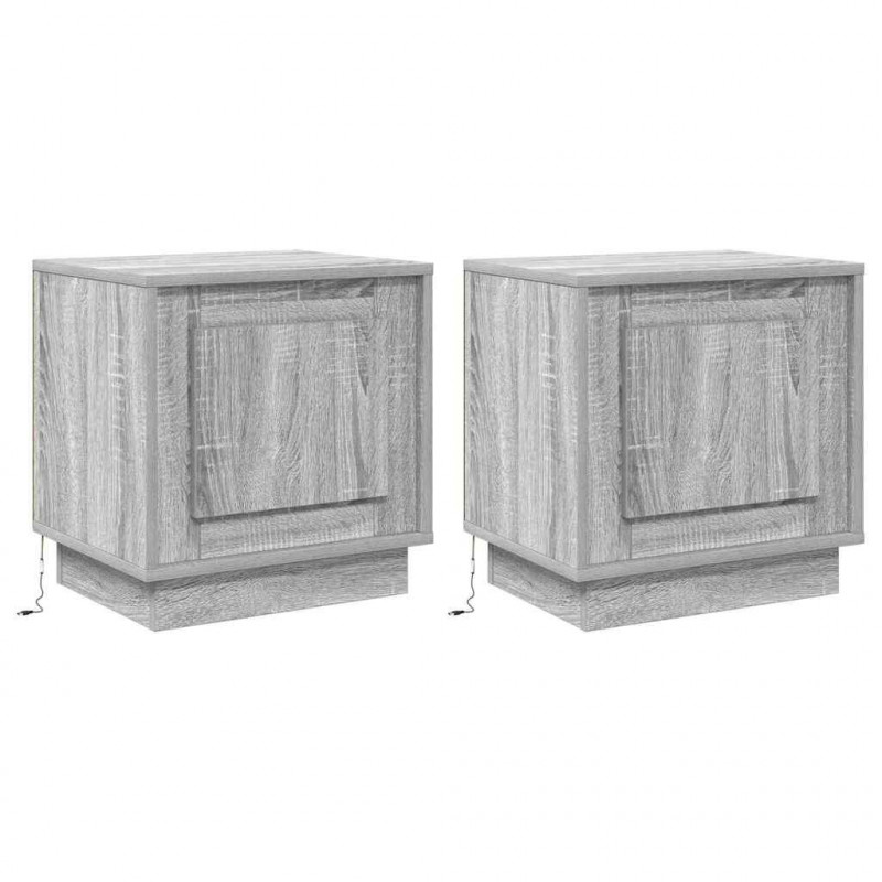 Szafka Nocna Ze LED Lights 2 pcs Szary 44 x 34,5 x 45 cm
