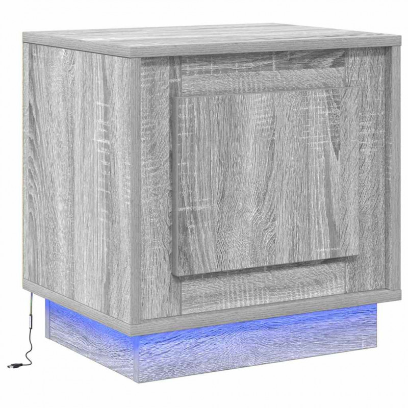 Szafka Nocna Ze LED Lights 2 pcs Szary 44 x 34,5 x 45 cm