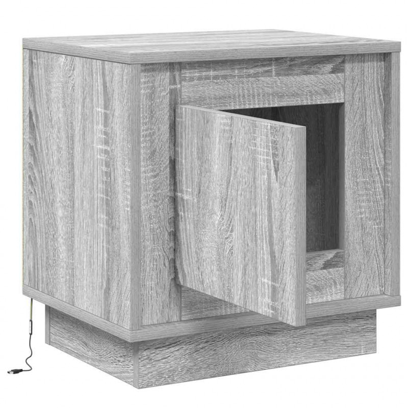 Szafka Nocna Ze LED Lights 2 pcs Szary 44 x 34,5 x 45 cm