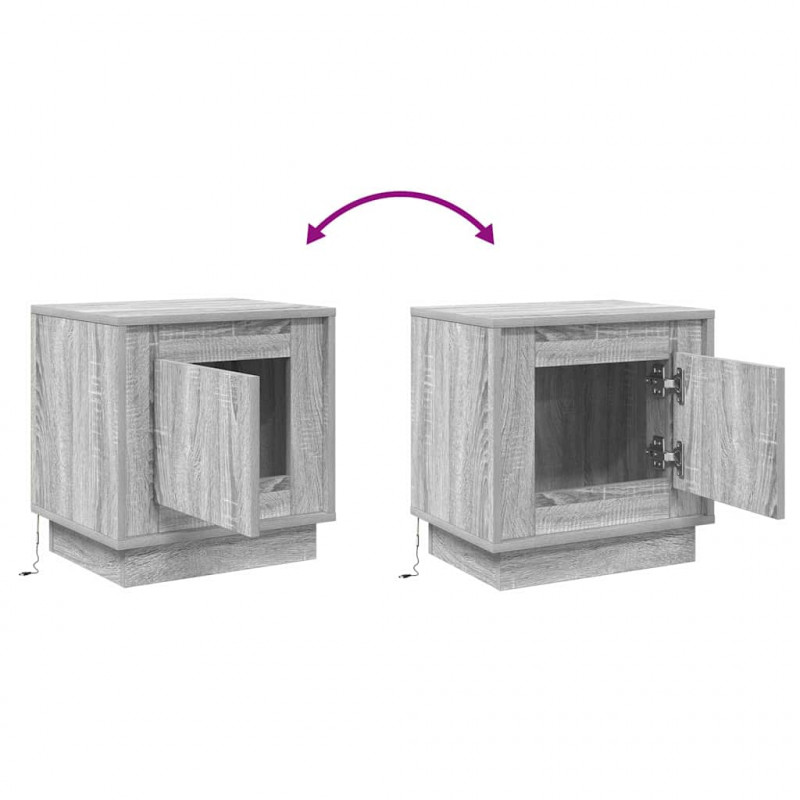 Szafka Nocna Ze LED Lights 2 pcs Szary 44 x 34,5 x 45 cm