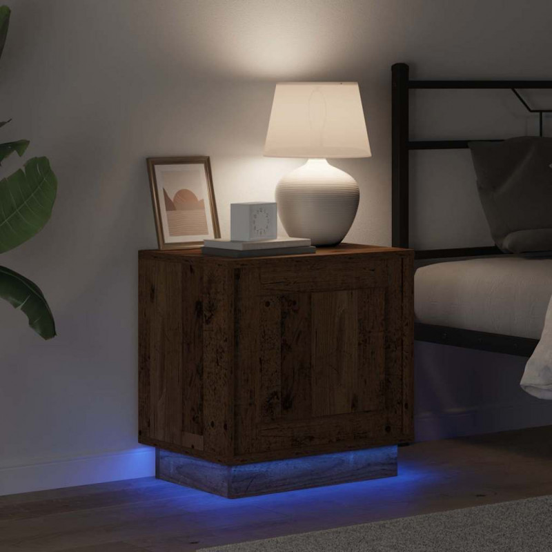 Szafka Nocna Ze LED Lights Stare drewno 44 x 34,5 x 45 cm