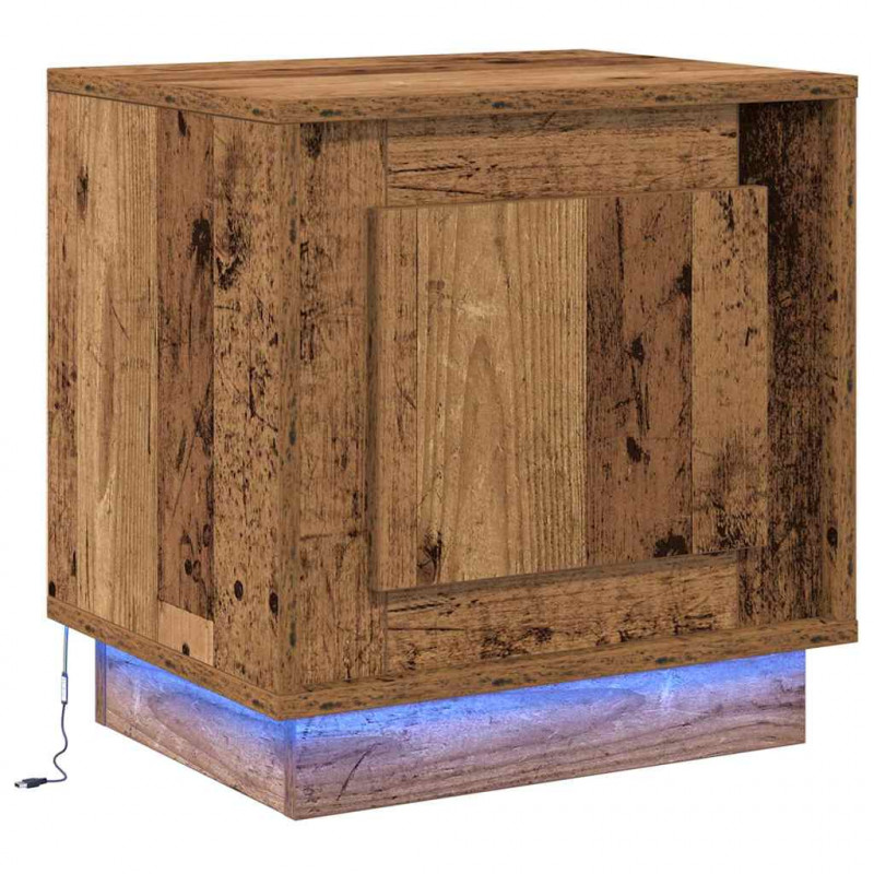 Szafka Nocna Ze LED Lights 2 pcs Stare drewno 44 x 34,5 x 45 cm