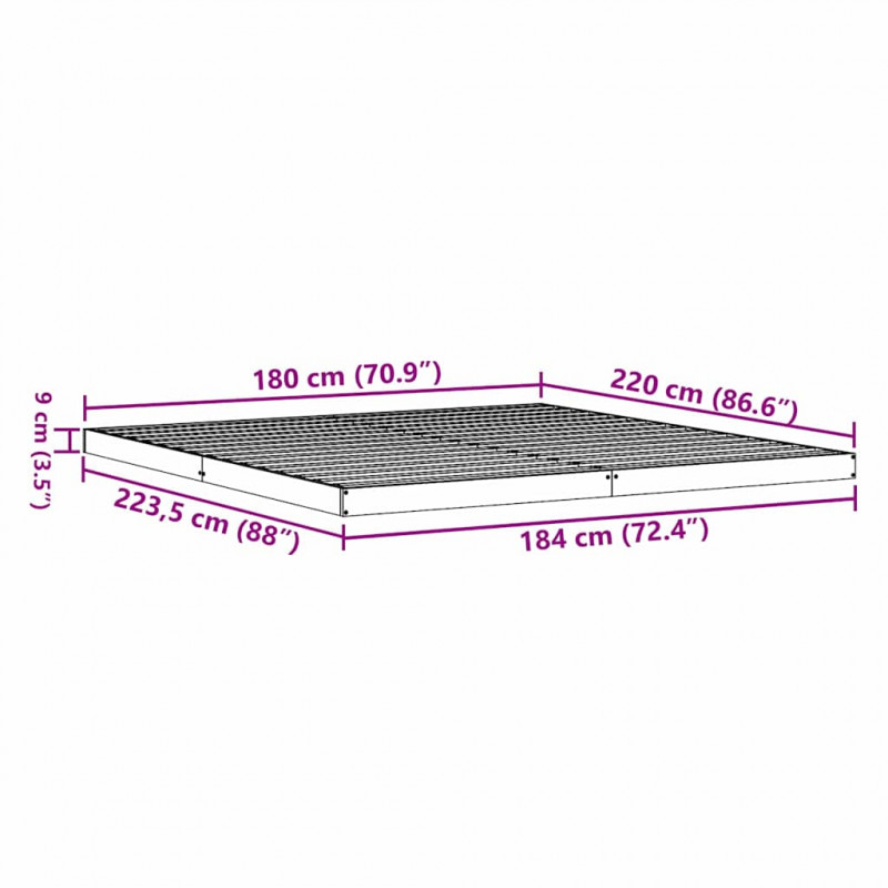 Stelaż łóżkowy Naturalny 213.5 x 104 x 9 cm Lite drewno sosnowe