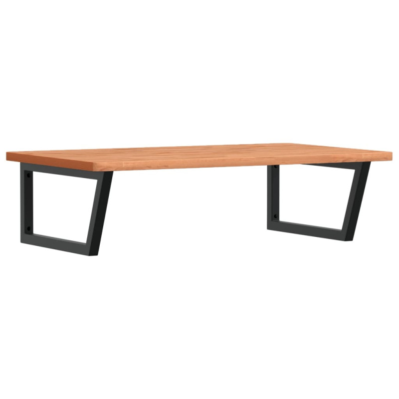 Półka ścienna pod umywalkę, stal i lite drewno bukowe