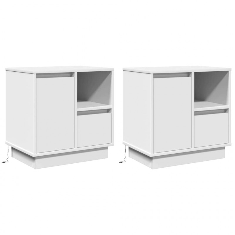 Szafka Nocna z szufladą 2 pcs Biały 50 x 34,5 x 50 cm