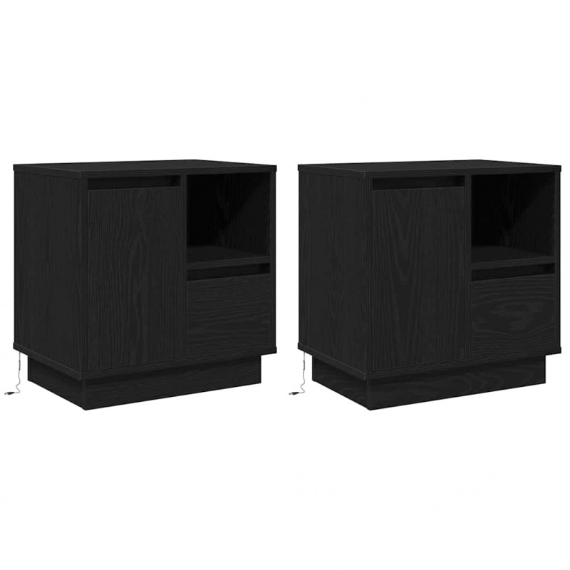 Szafka Nocna z szufladą 2 pcs Czarny Dąb 50 x 34,5 x 50 cm