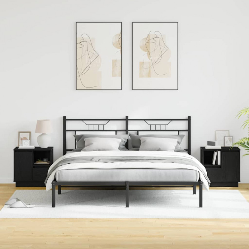 Szafka Nocna z szufladą 2 pcs Czarny Dąb 50 x 34,5 x 50 cm
