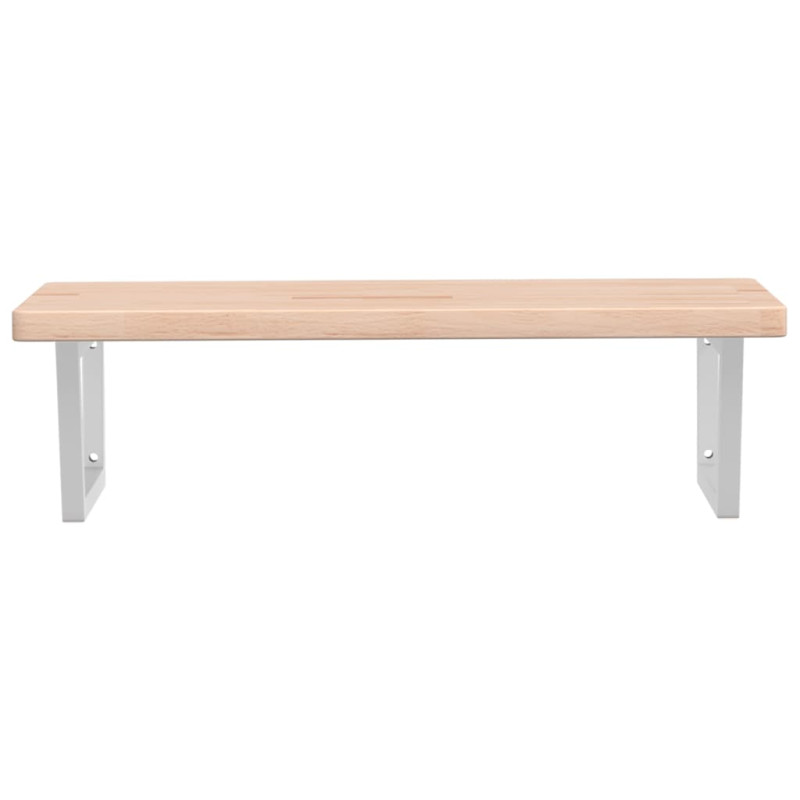 Półka ścienna pod umywalkę, stal i lite drewno dębowe