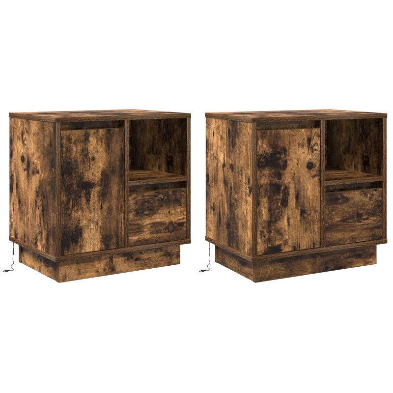 Szafka Nocna z szufladą 2 pcs Dąb wędzony 50 x 34,5 x 50 cm