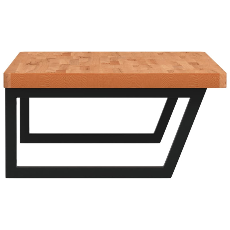 Półka ścienna pod umywalkę, stal i lite drewno bukowe