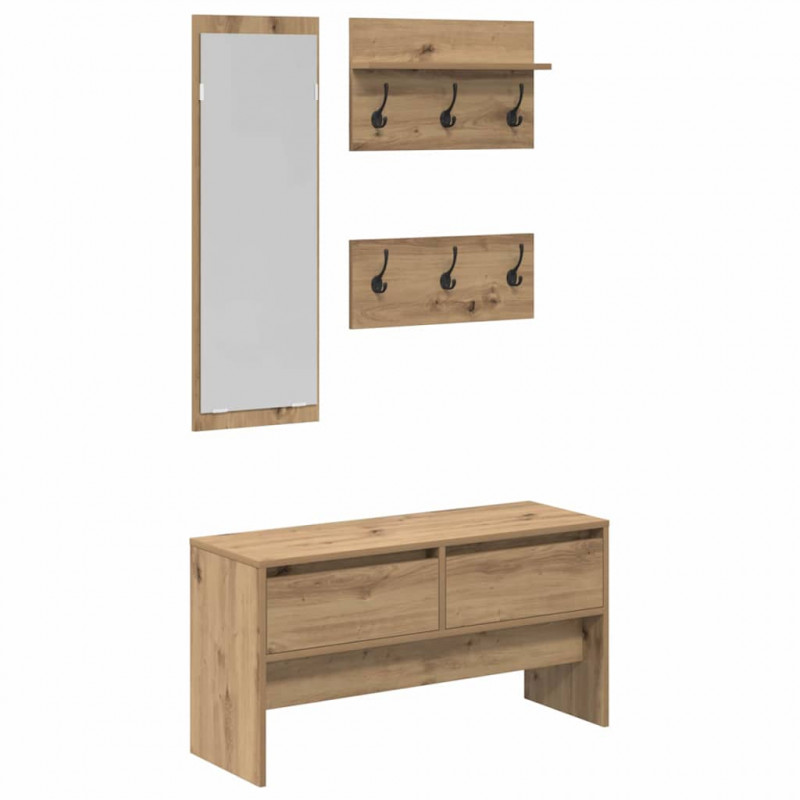 Zestaw mebli do przedpokoju z szufladą 4 pcs Dąb rzemieślniczy