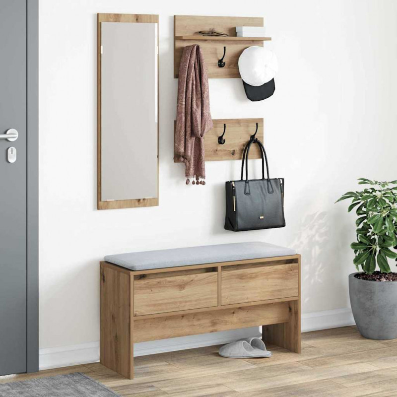 Zestaw mebli do przedpokoju z szufladą 4 pcs Dąb rzemieślniczy