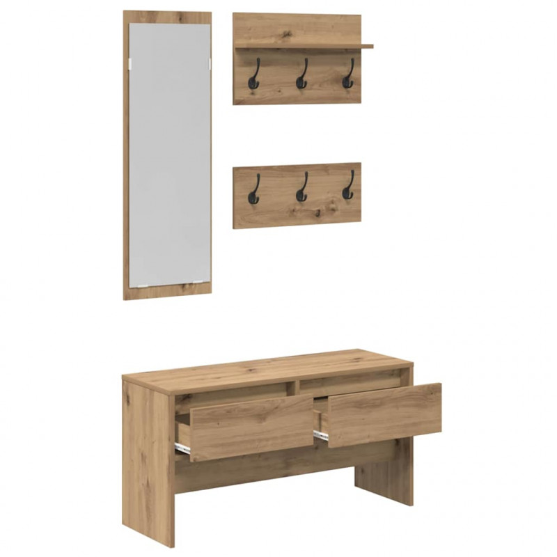 Zestaw mebli do przedpokoju z szufladą 4 pcs Dąb rzemieślniczy