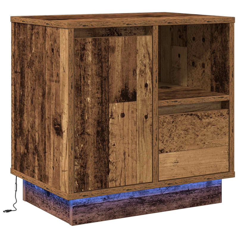 Szafka Nocna z szufladą z LED Stare drewno 50 x 34,5 x 50 cm