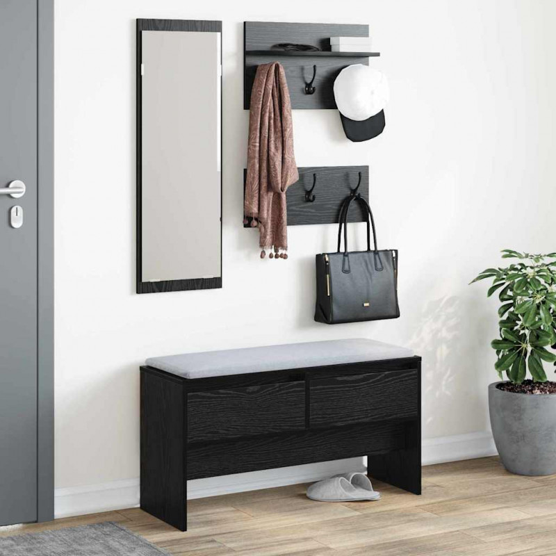 Zestaw mebli do przedpokoju z szufladą z półką 4 pcs Czarny Dąb