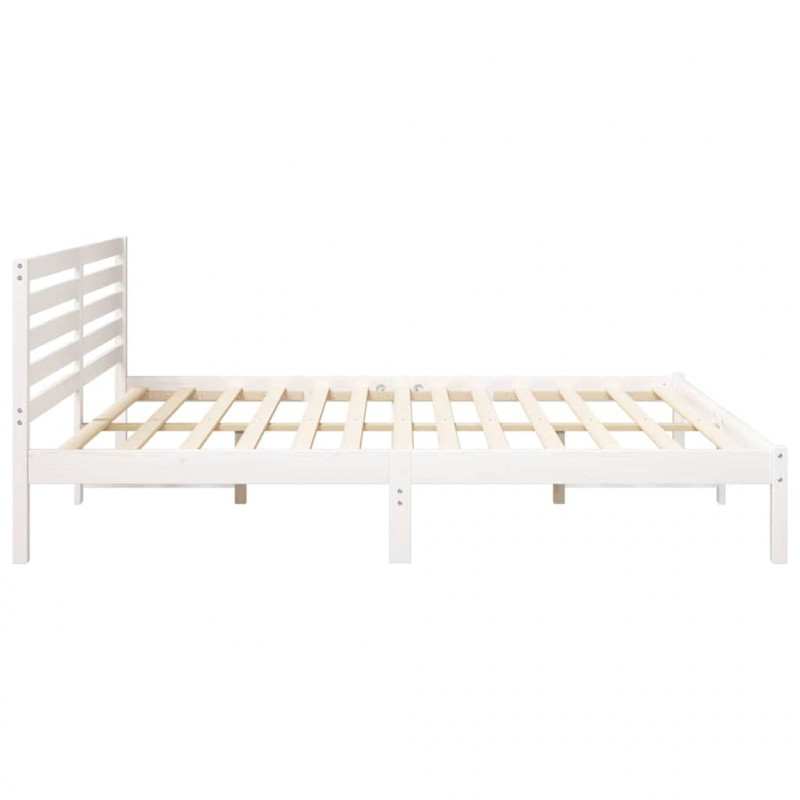 Ramka łóżka Z zagłówkiem Biały 200 x 200 cm Lite drewno sosnowe