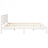 Ramka łóżka Z zagłówkiem Biały 200 x 200 cm Lite drewno sosnowe