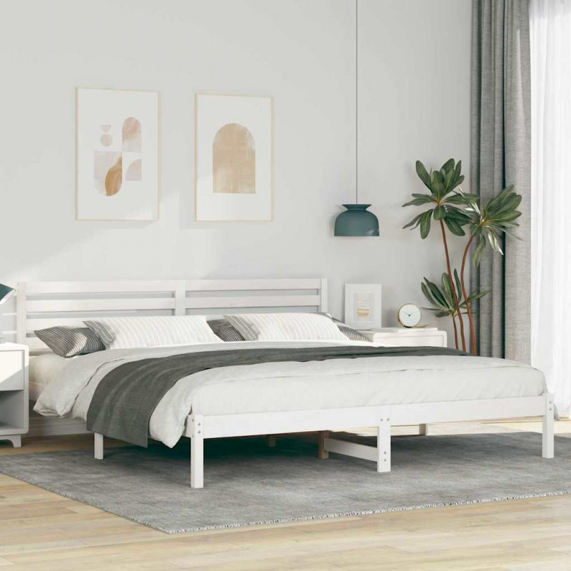 Ramka łóżka Z zagłówkiem Biały 180 x 200 cm Lite drewno sosnowe