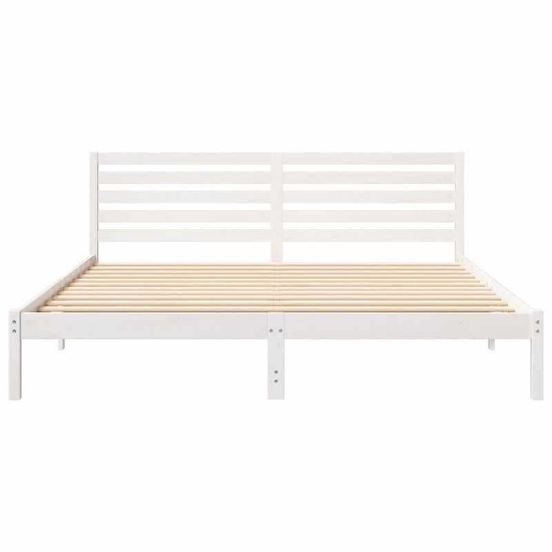 Ramka łóżka Z zagłówkiem Biały 180 x 200 cm Lite drewno sosnowe
