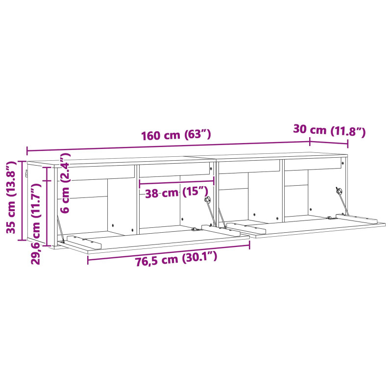 Szafka ścienna z półką 2 pcs Woskowy Brąz 80 x 30 x 35 cm