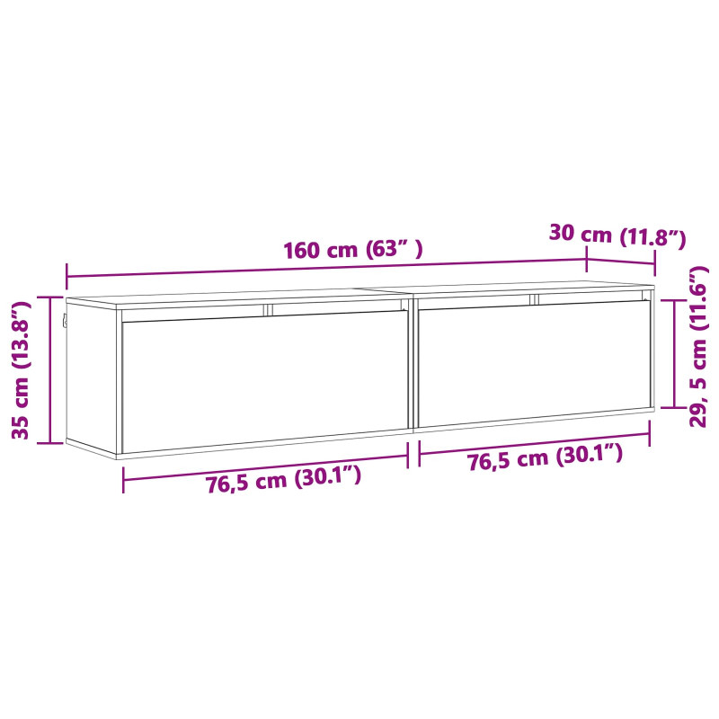 Szafka ścienna z półką 2 pcs Woskowy Brąz 80 x 30 x 35 cm