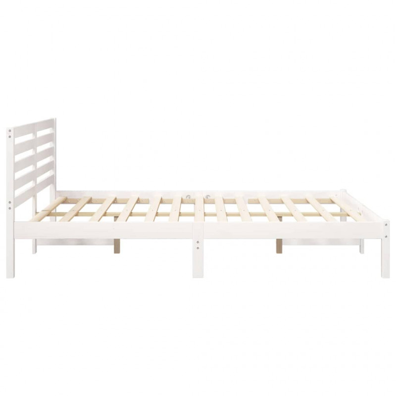 Ramka łóżka Z zagłówkiem Biały 160 x 200 cm Lite drewno sosnowe