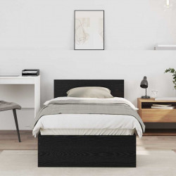 Ramka łóżka Czarny Dąb 90 x 200 cm Materiał drewnopochodny