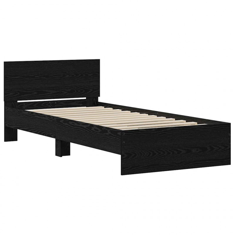Ramka łóżka Czarny Dąb 90 x 200 cm Materiał drewnopochodny