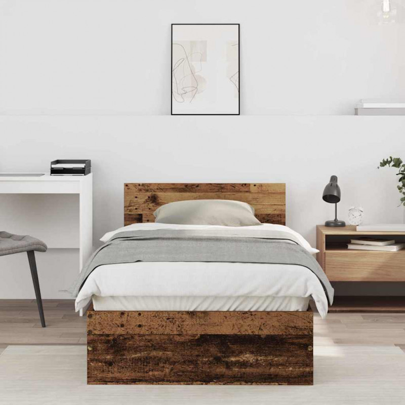 Ramka łóżka Stare drewno 90 x 190 cm Materiał drewnopochodny