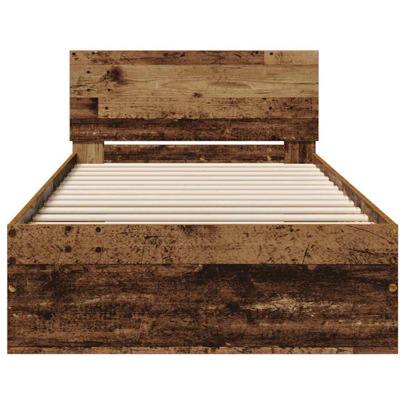 Ramka łóżka Stare drewno 90 x 190 cm Materiał drewnopochodny