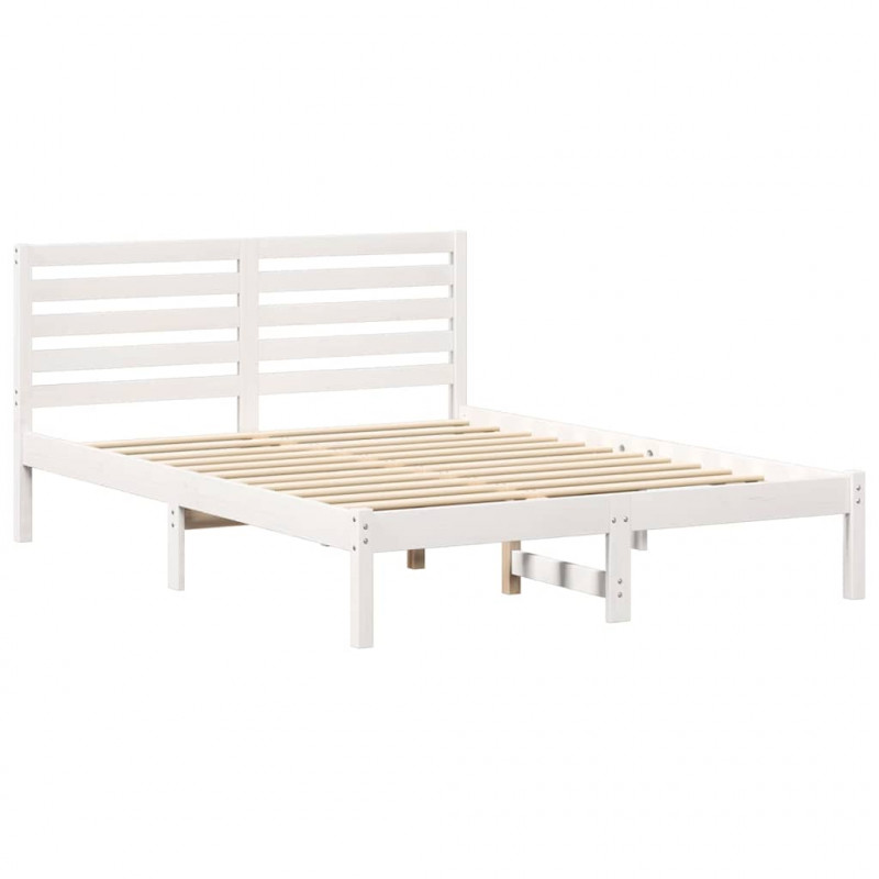 Ramka łóżka Z zagłówkiem Biały 120 x 200 cm Lite drewno sosnowe