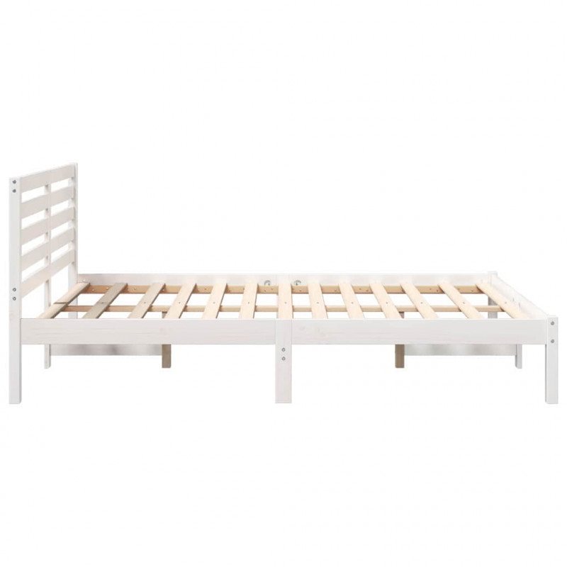 Ramka łóżka Z zagłówkiem Biały 120 x 190 cm Lite drewno sosnowe