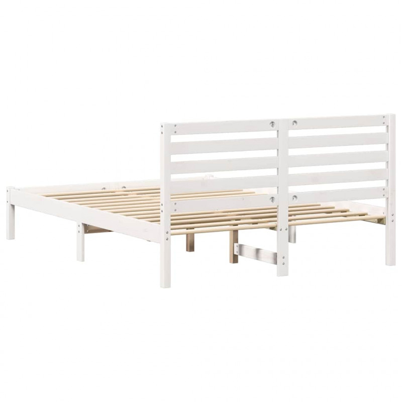 Ramka łóżka Z zagłówkiem Biały 120 x 190 cm Lite drewno sosnowe