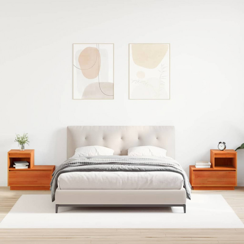 Szafka Nocna z szufladą 2 pcs Woskowy Brąz 60 x 34 x 51 cm