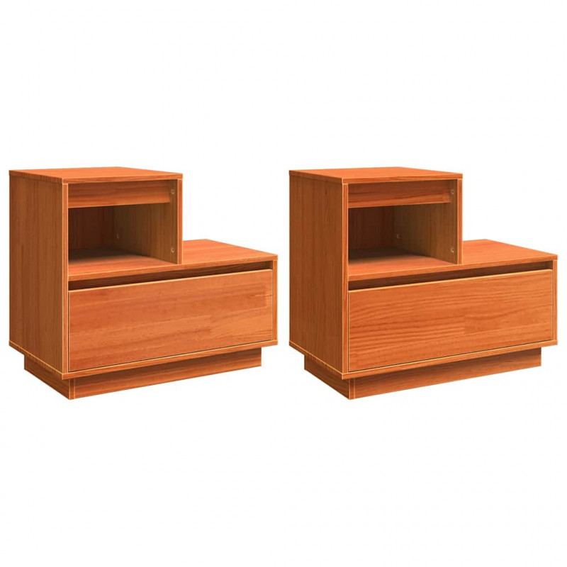 Szafka Nocna z szufladą 2 pcs Woskowy Brąz 60 x 34 x 51 cm