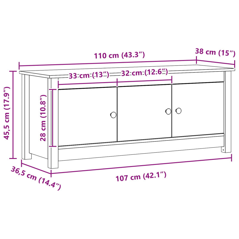 Szafka na buty Woskowy Brąz 110 x 38 x 45,5 cm