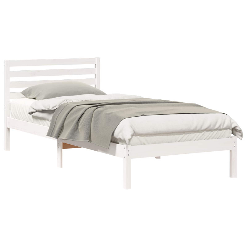 Ramka łóżka Z zagłówkiem Biały 100 x 210 cm Lite drewno sosnowe