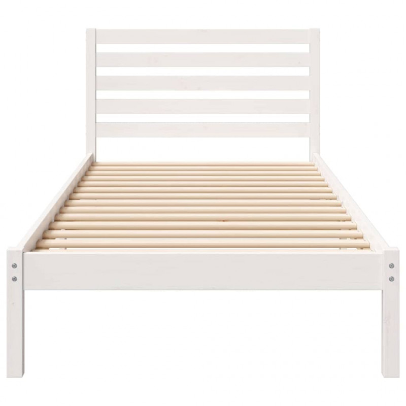 Ramka łóżka Z zagłówkiem Biały 100 x 210 cm Lite drewno sosnowe