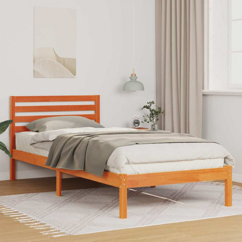 Ramka łóżka Woskowy Brąz 100 x 210 cm Lite drewno sosnowe