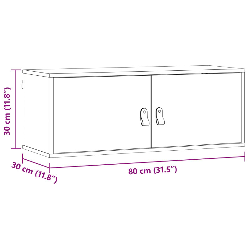 Szafka ścienna Woskowy Brąz 80 x 30 x 30 cm Lite drewno sosnowe