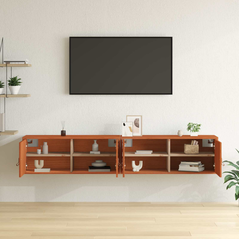 Szafka ścienna z półką 2 pcs Woskowy Brąz 80 x 30 x 30 cm