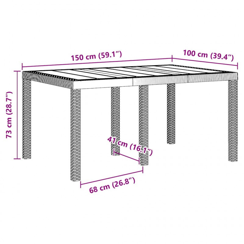Stół Ogrodowy Biały 150 x 100 x 73 cm polirattan