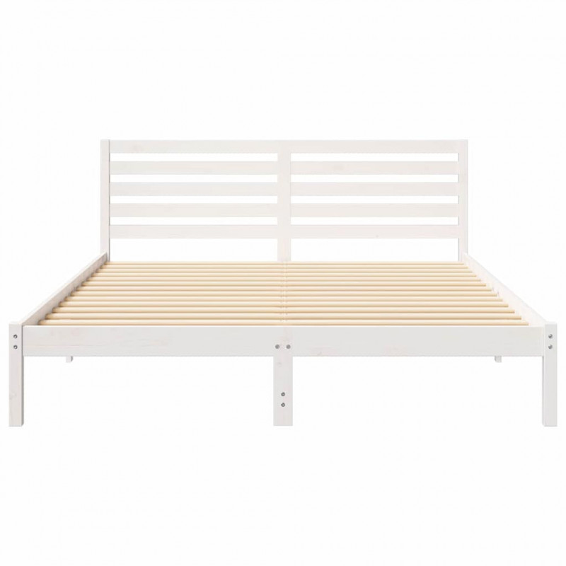 Ramka łóżka Z zagłówkiem Biały 160 x 210 cm Lite drewno sosnowe